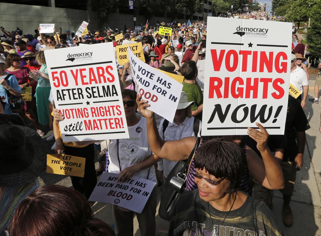 People at voting rights rally